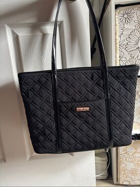 Vera Bradley Black Quilted Tote with Front Pocket